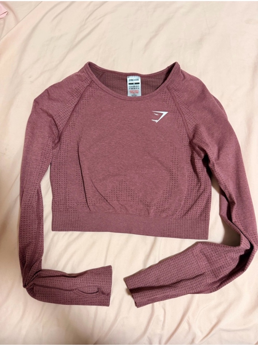 Gymshark Vital Seamless 2.0 Long Sleeve Crop Top - Burgundy Pink